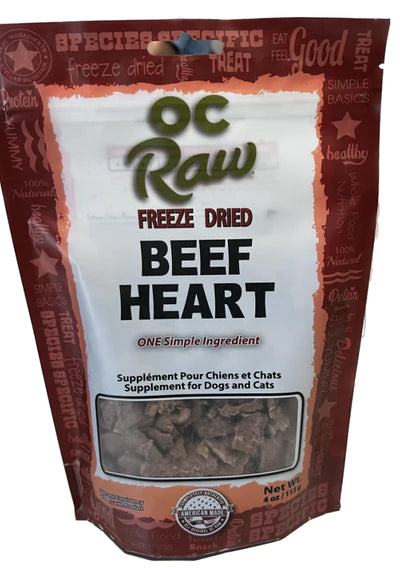 OC Raw Freeze Dried Beef Hearts 4oz-Four Muddy Paws