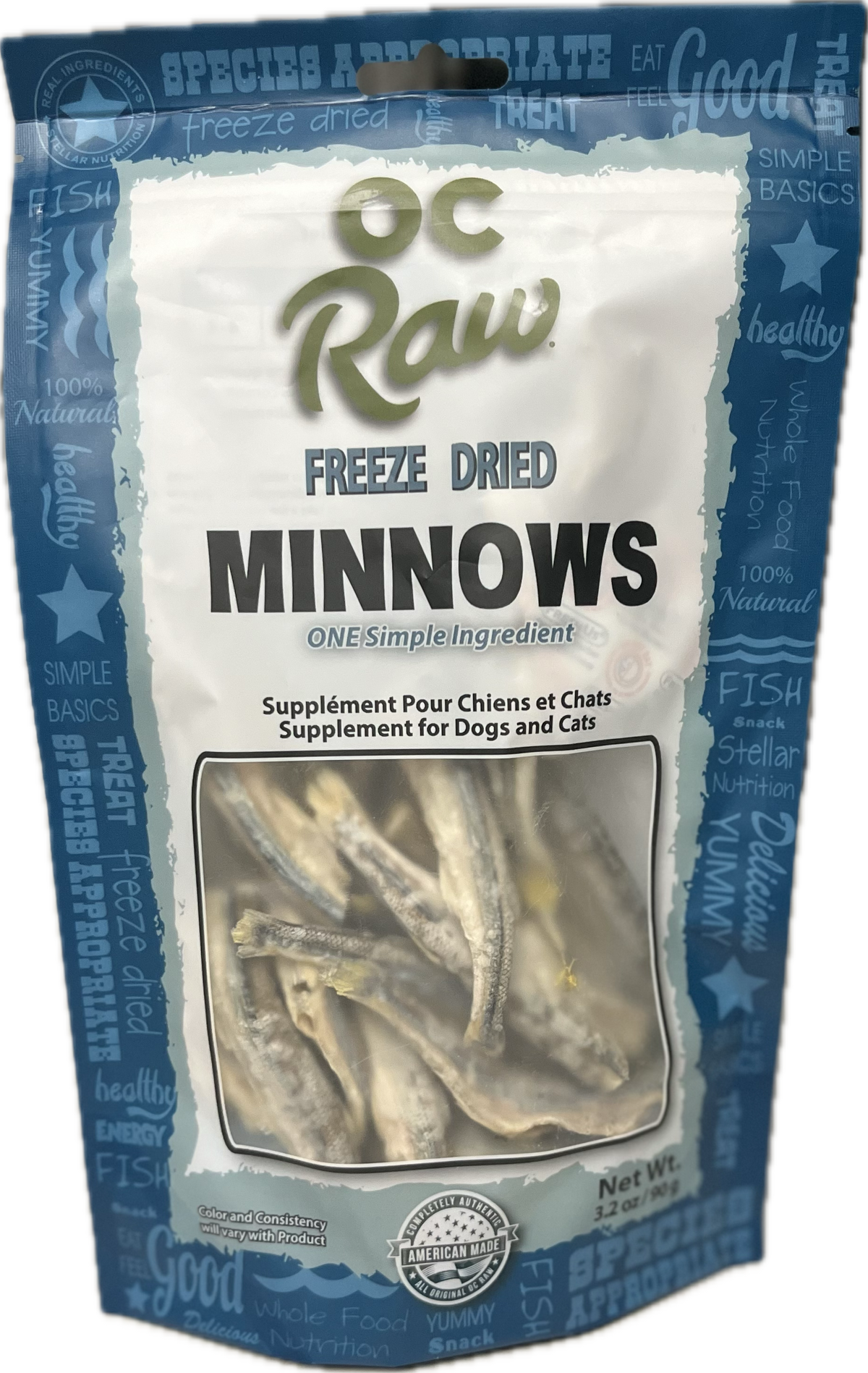 OC Raw Freeze Dried Minnows Dog Treats 3.2oz-Four Muddy Paws