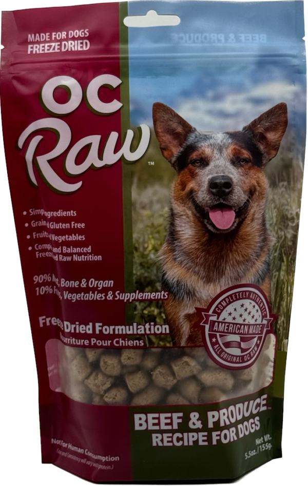 OC Raw Freeze Dried Raw Beef & Produce 5.5oz-Four Muddy Paws