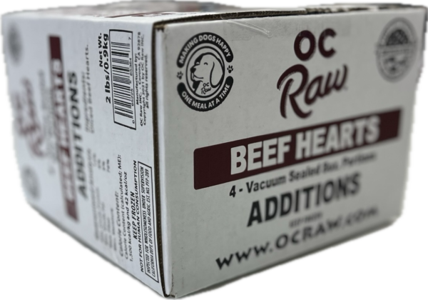OC Raw Frozen Beef Hearts 2lbs-Four Muddy Paws