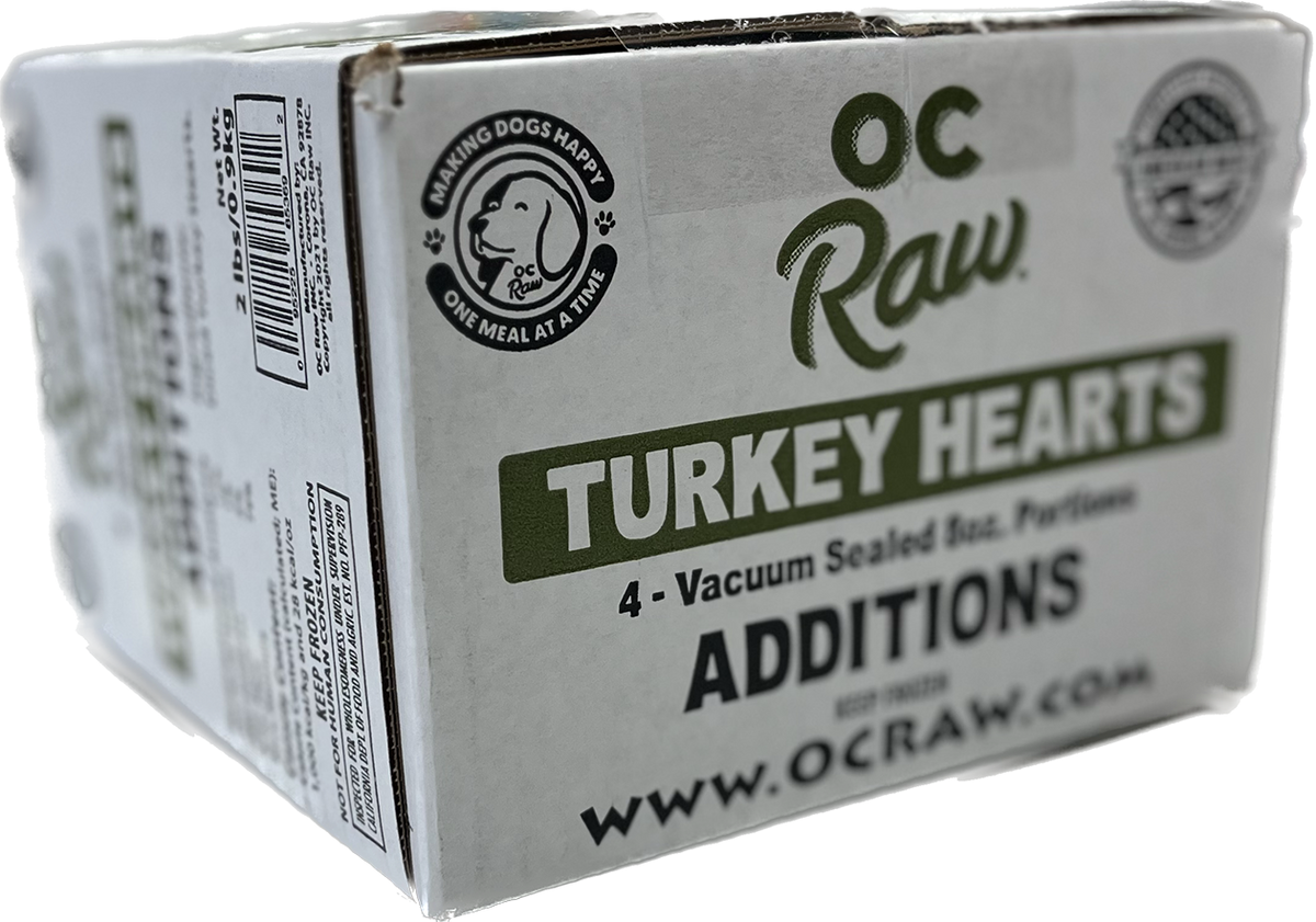 OC Raw Frozen Turkey Hearts 2lbs-Four Muddy Paws