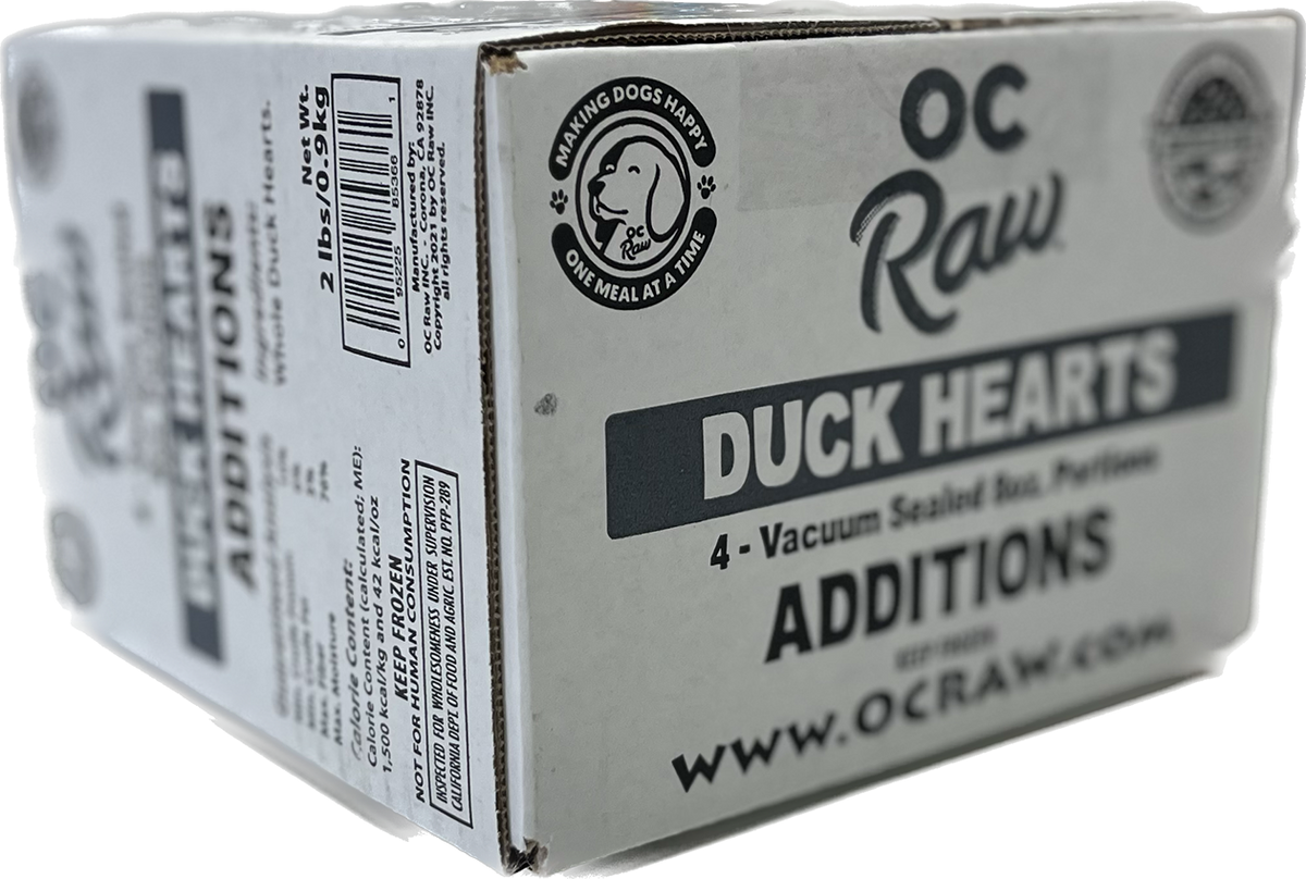 OC Raw Frozen Duck Hearts 2lbs-Four Muddy Paws