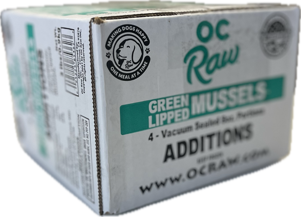 OC Raw Frozen Green Lipped Mussles Additions 2lbs-Four Muddy Paws