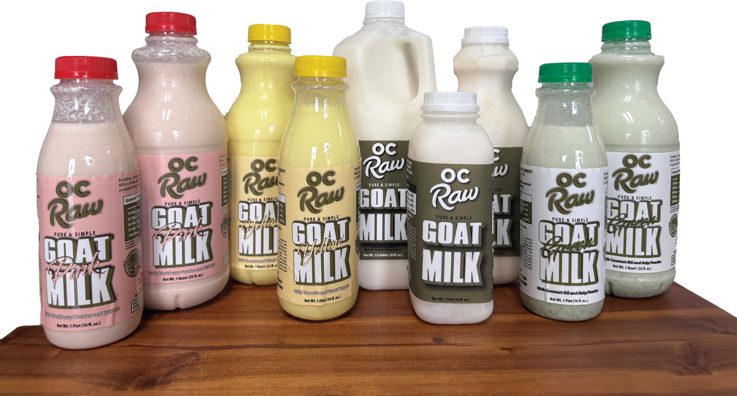 OC Raw Pink Goat Milk with Krill Oil & Blackberry 32oz-Four Muddy Paws