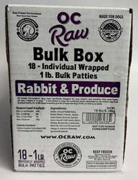 OC Raw Rabbit & Produce Patties Bulk Frozen Dog Food 18lbs-Four Muddy Paws