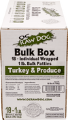OC Raw Turkey/Produce Patty Bulk 18lb-Four Muddy Paws