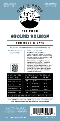 Oma's Pride Frozen Salmon 1lb-Four Muddy Paws