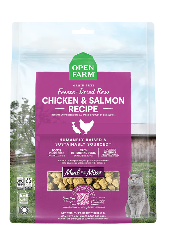 Open Farm Cat Freeze Dried Raw Morsels Chicken & Salmon 3.5oz-Four Muddy Paws
