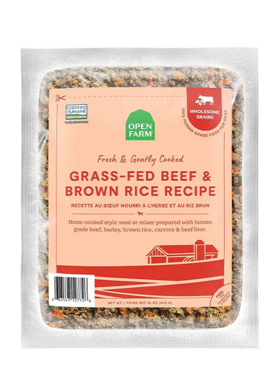 Open Farm Gently Cooked Beef & Brown Rice Dog Recipe 16oz-Four Muddy Paws
