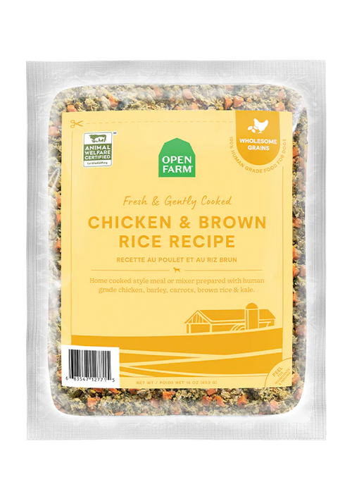 Open Farm Gently Cooked Chicken & Brown Rice Dog Recipe 16oz-Four Muddy Paws
