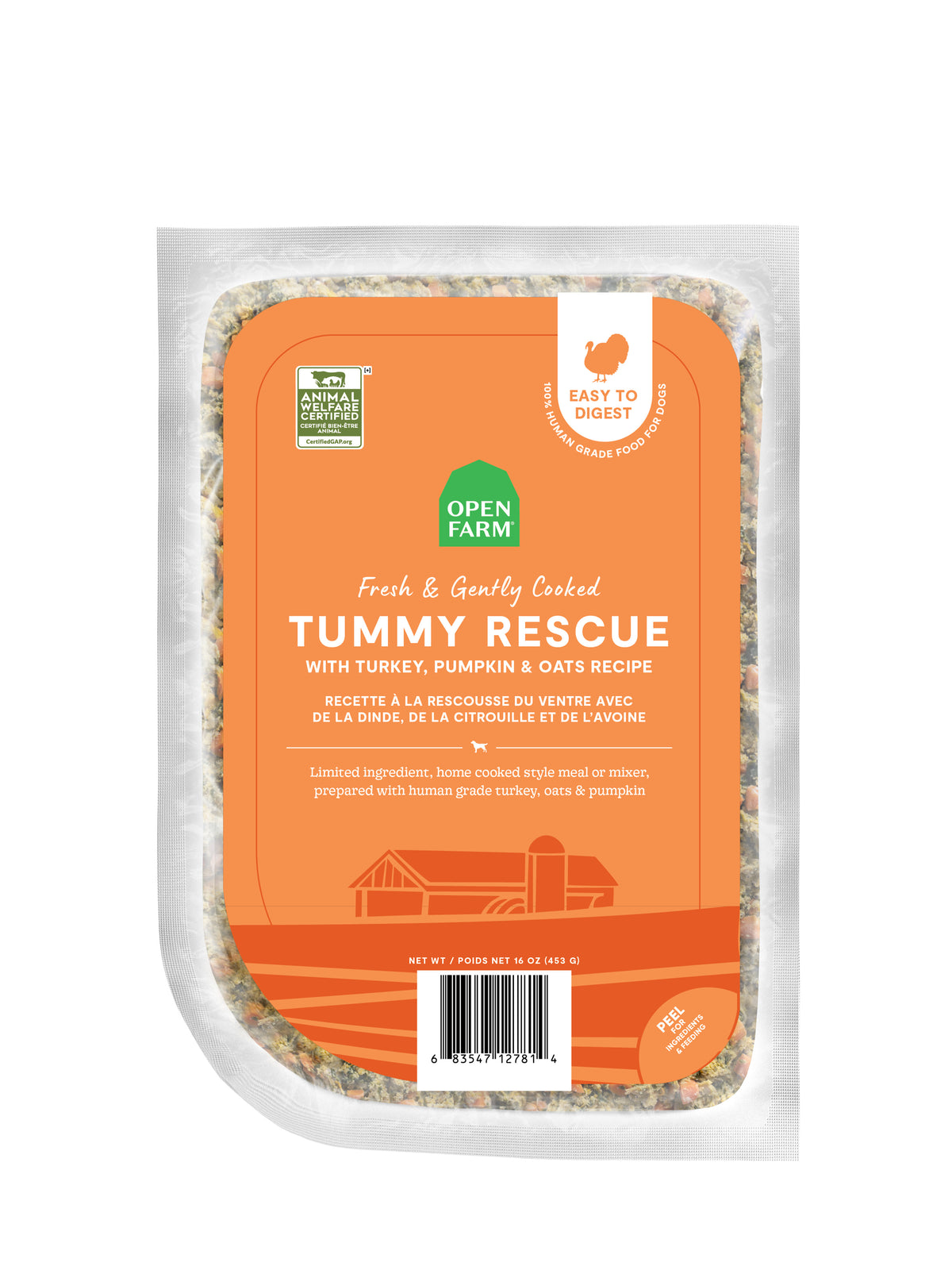 Open Farm Gently Cooked Tummy Rescue Dog Recipe 16oz-Four Muddy Paws