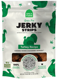 Open Farm Grain Free Turkey Jerky Strips 5.6oz-Four Muddy Paws