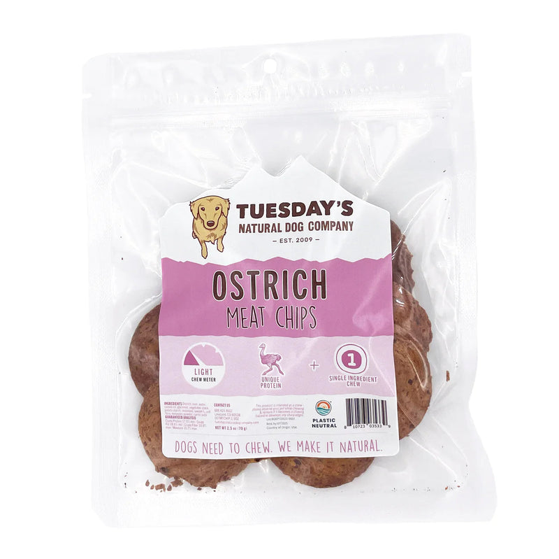 Ostrich Meat Chips 2.5oz-Four Muddy Paws