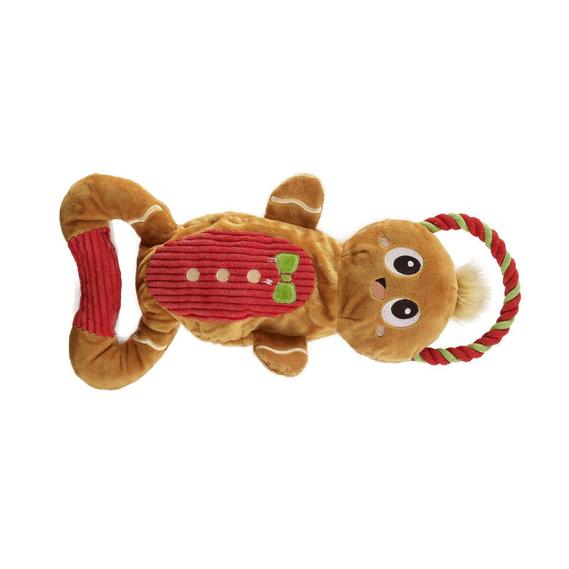 Outward Hound Scrunch Bunch Gingerbread Man Rope Dog Toy Brown-Four Muddy Paws