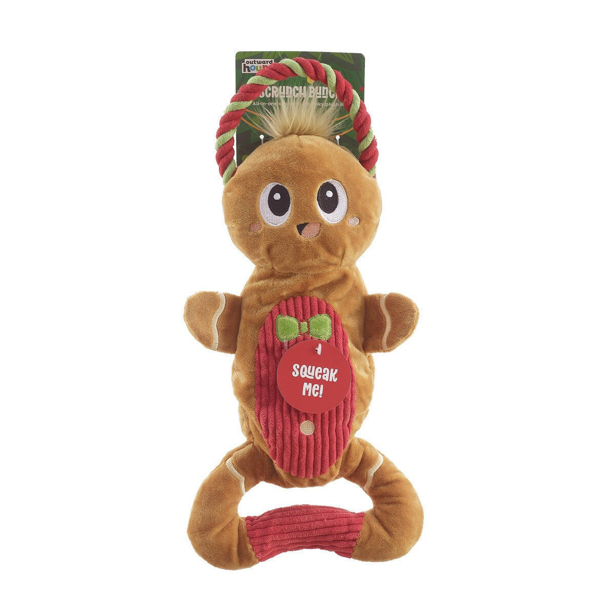 Outward Hound Scrunch Bunch Gingerbread Man Rope Dog Toy Brown-Four Muddy Paws