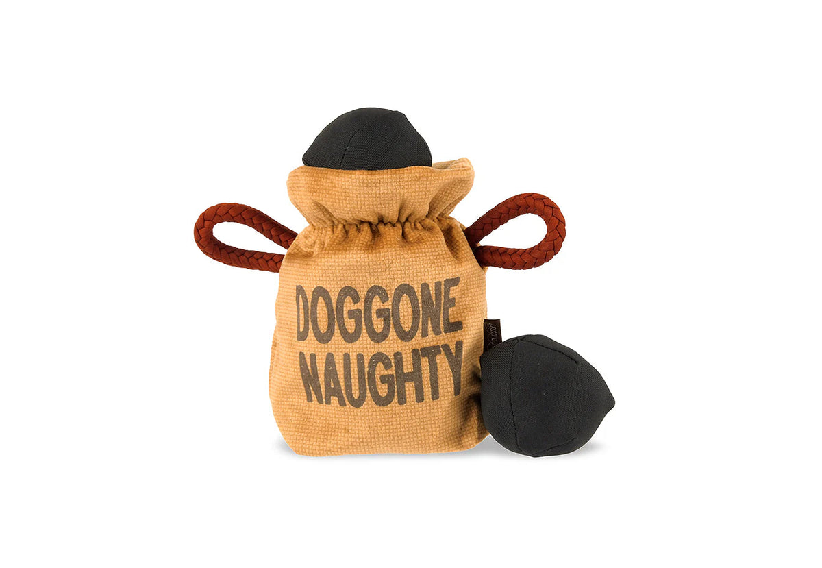 PLAY Home for the Holidays Bag of Coals Dog Toy-Four Muddy Paws