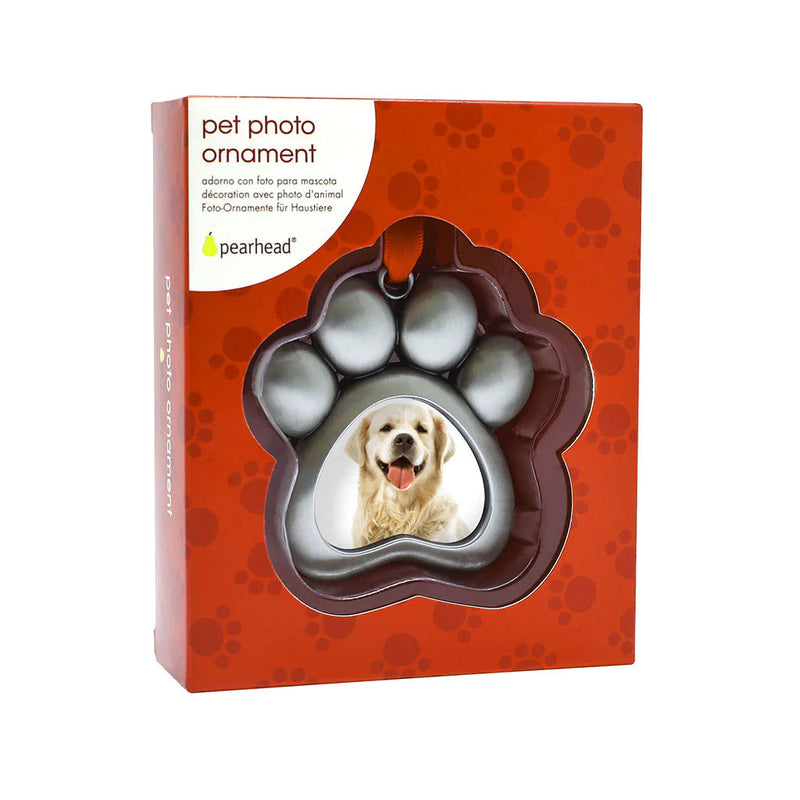 Pearhead Pawprints Metal Ornament-Four Muddy Paws