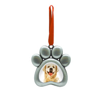 Pearhead Pawprints Metal Ornament-Four Muddy Paws