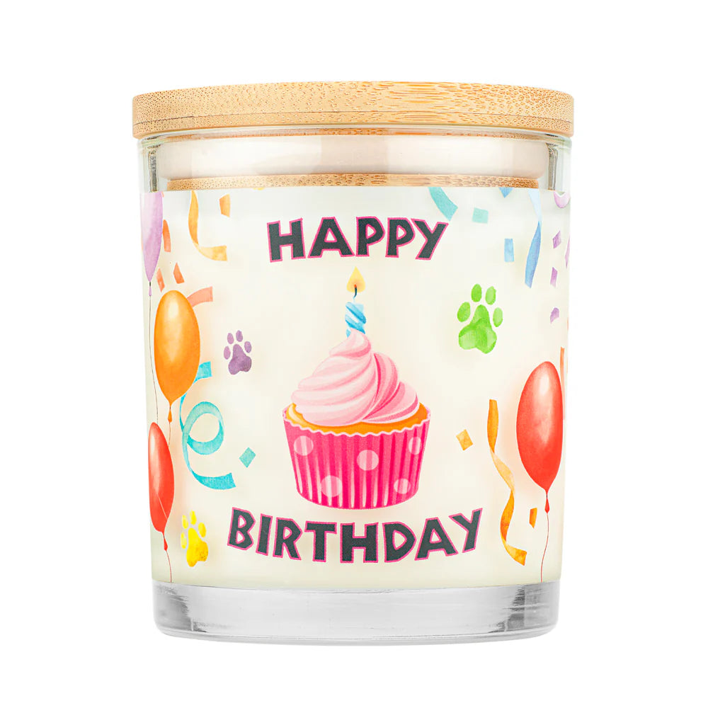 Pet House Candle Happy Birthday 9oz Jar-Four Muddy Paws