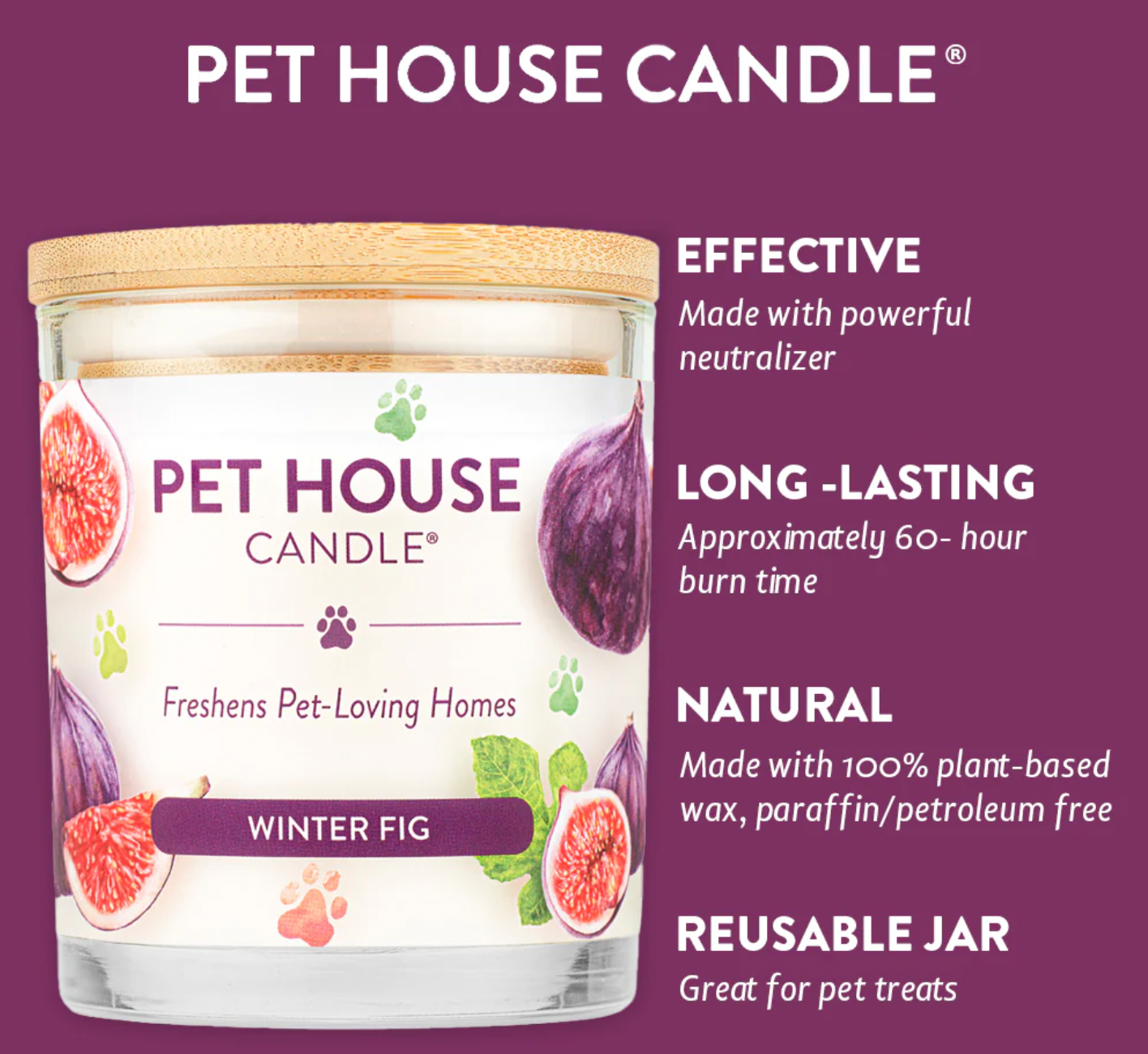 Pet House Candle Winter Fig 9oz Jar-Four Muddy Paws