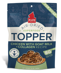 Plato Grain Free Air Dried Chicken, Goat Milk & Collagen Topper 12oz-Four Muddy Paws