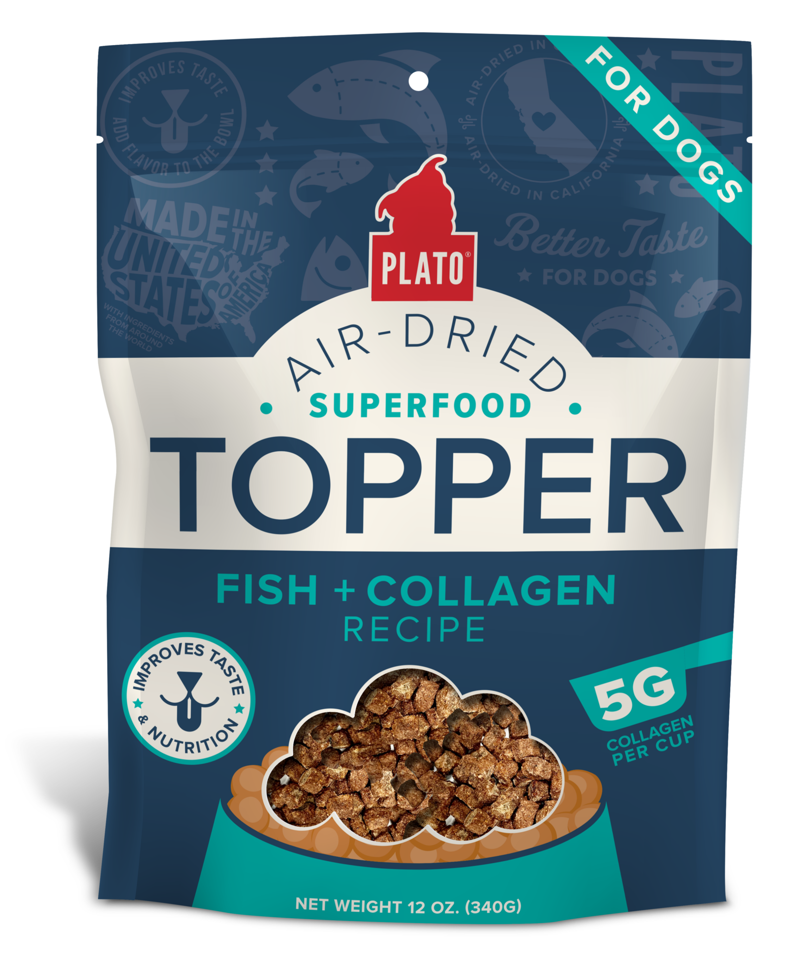 Plato Grain Free Air Dried Fish & Collagen Topper 5.5oz-Four Muddy Paws