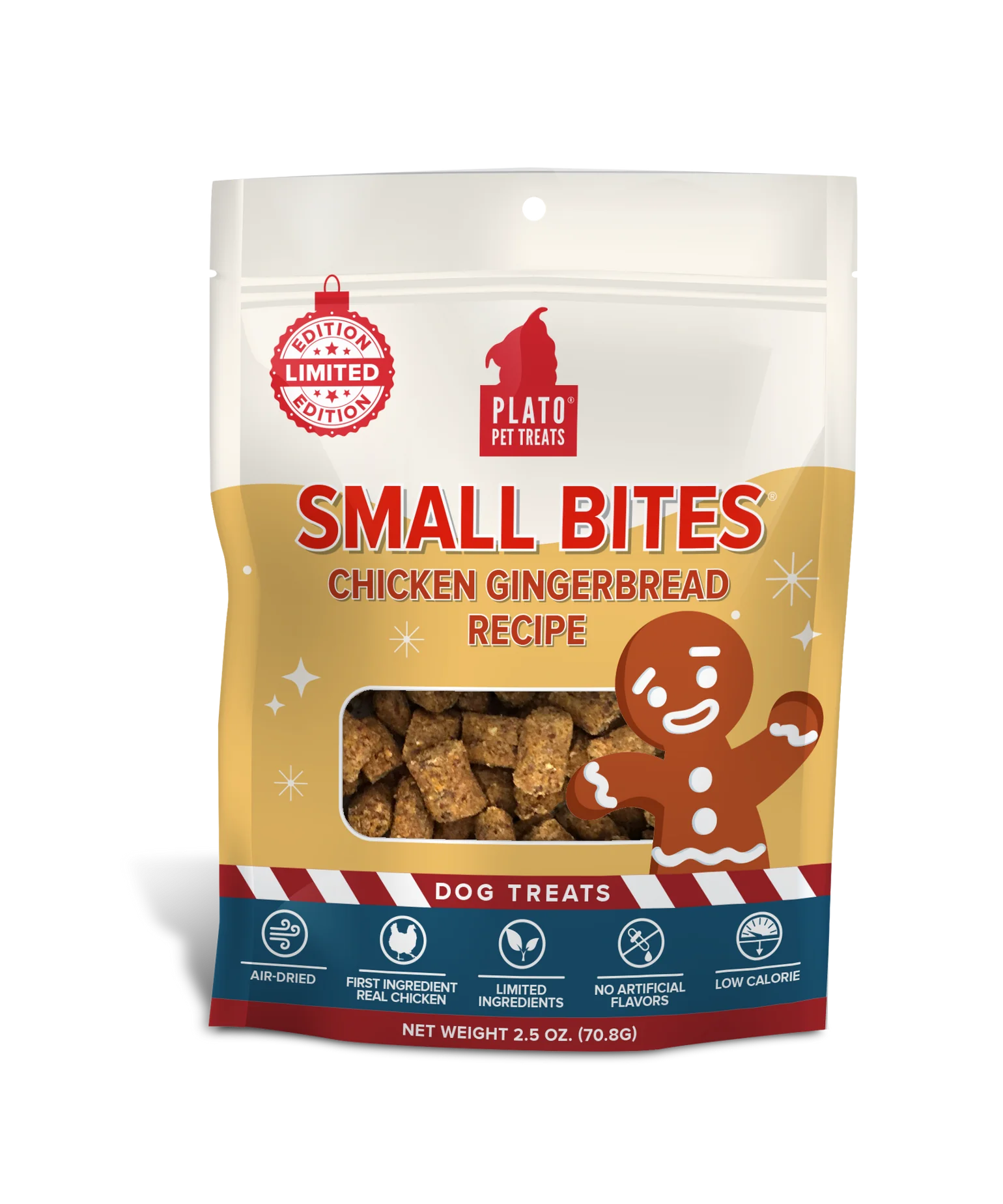 Plato Holiday Ginger Bread Bites Dog Treats 2.5oz-Four Muddy Paws