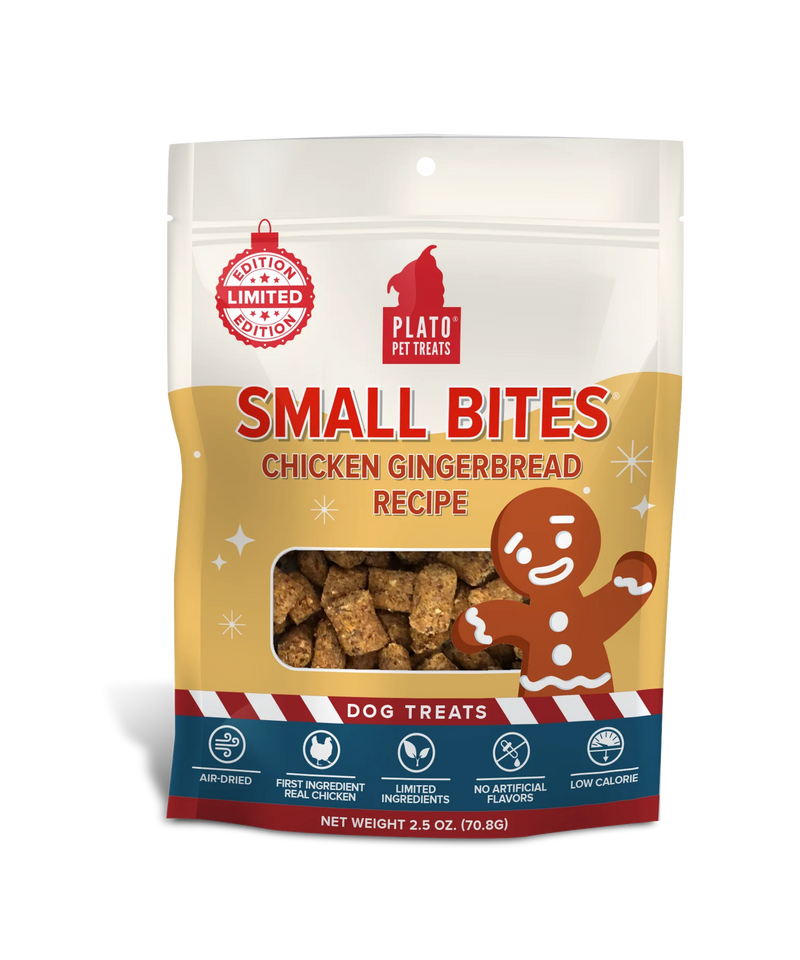 Plato Holiday Ginger Bread Bites Dog Treats 2.5oz-Four Muddy Paws