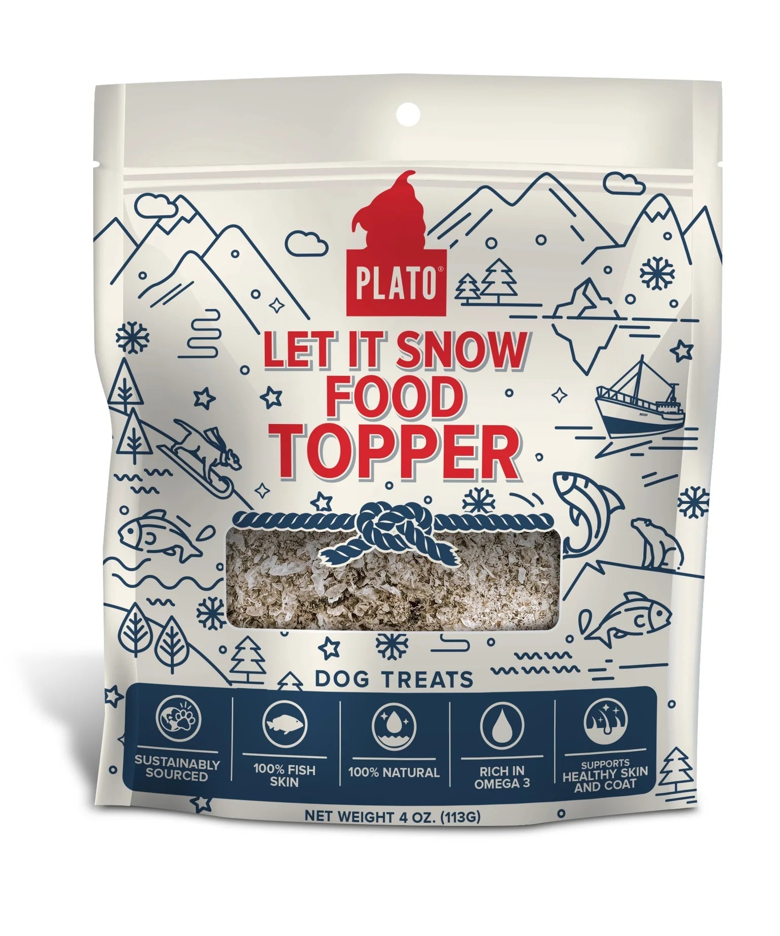 Plato Holiday Let It Snow Dog Food Topper 4oz-Four Muddy Paws