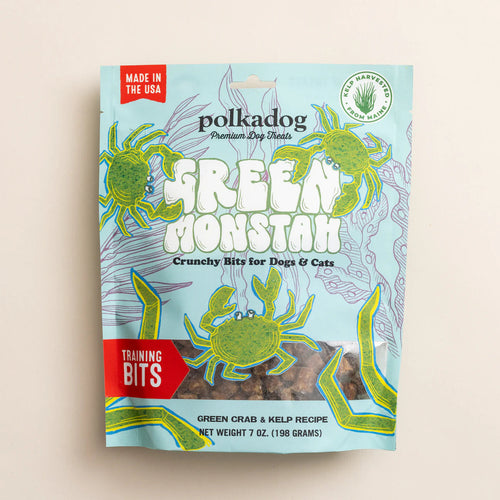 Polka Dog Green Monstah Bits 7oz-Four Muddy Paws