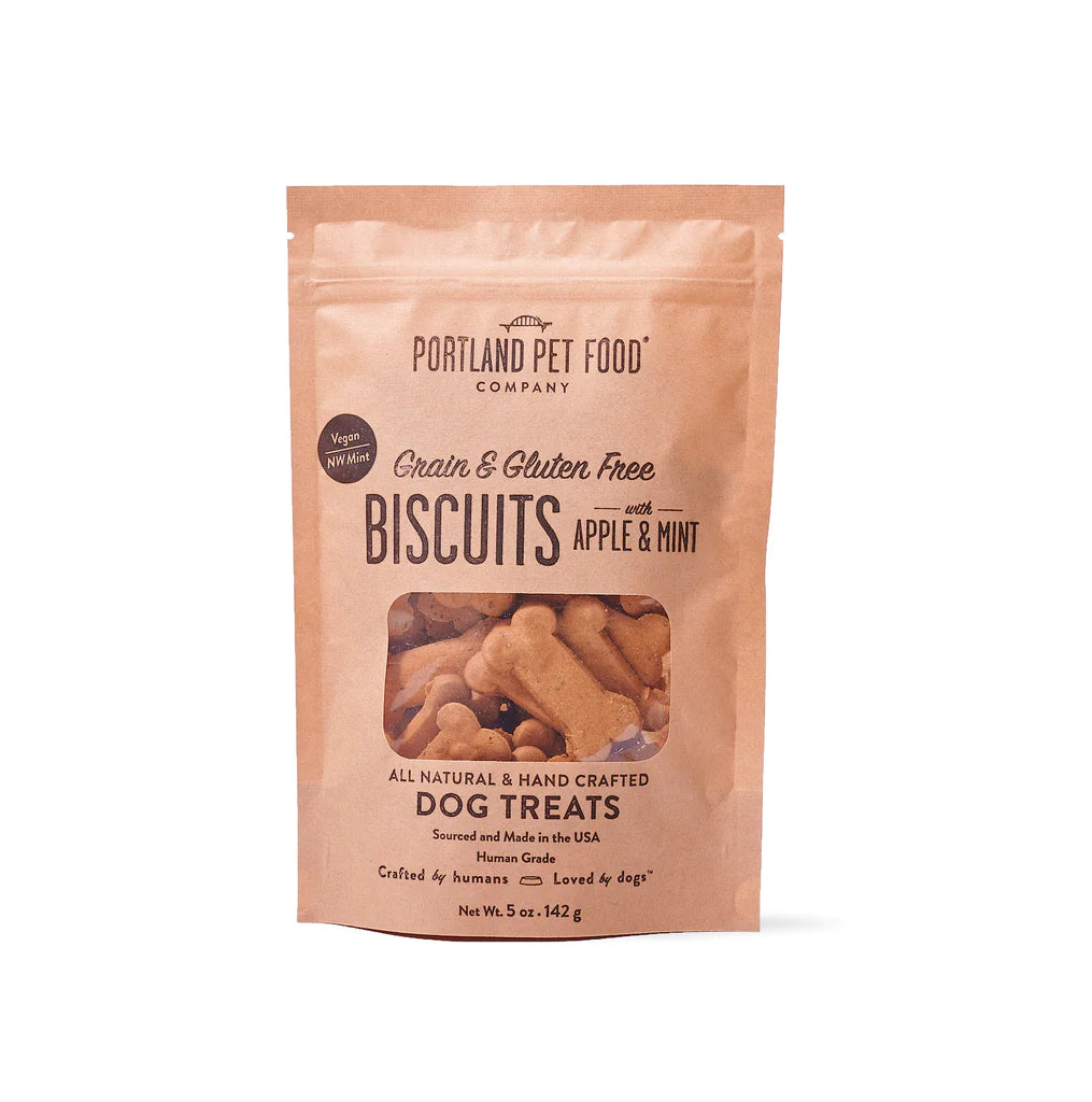 Portland Pet Food Grain & Gluten Free Apple & Mint Biscuits 5oz-Four Muddy Paws