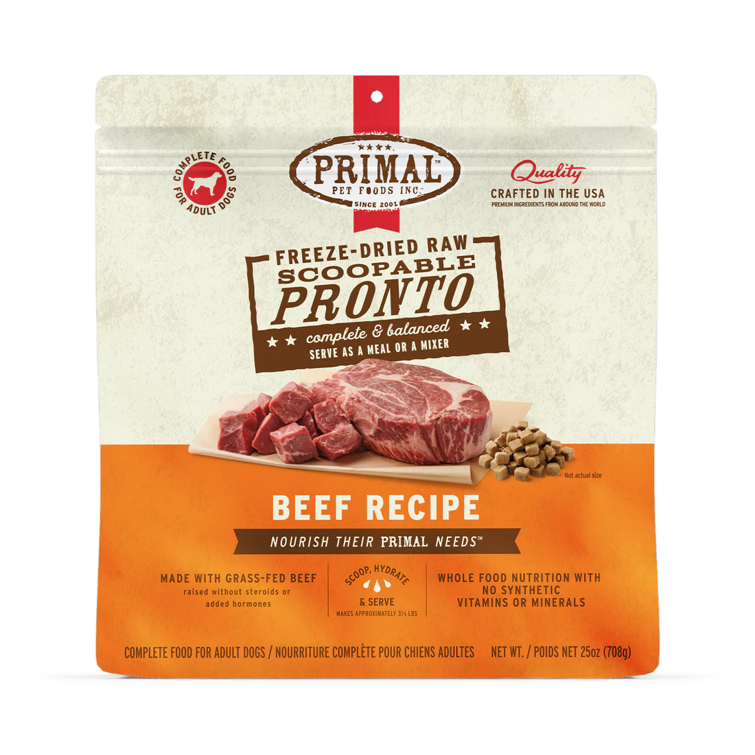 Primal Freeze Dried Pronto Beef Dog Food 7oz-Four Muddy Paws