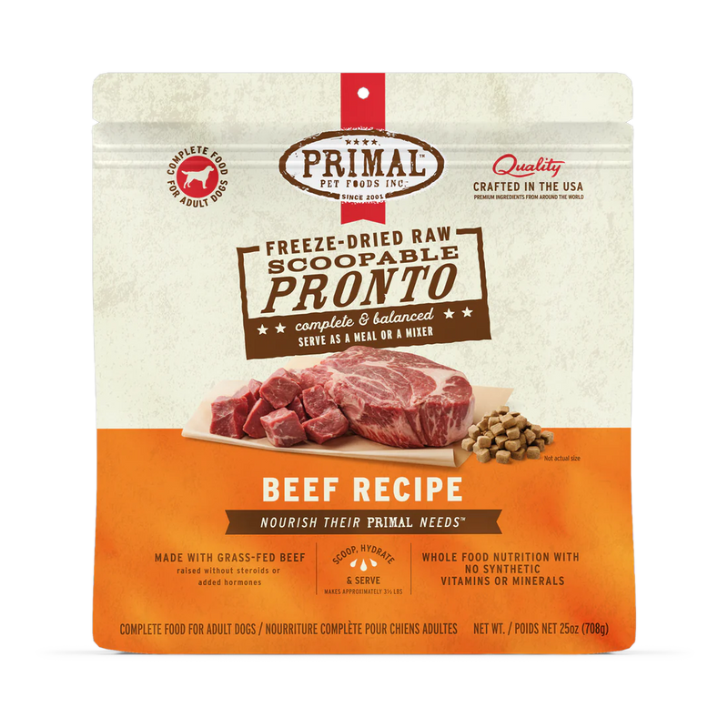 Primal Freeze Dried Pronto Beef Dog Food 7oz-Four Muddy Paws