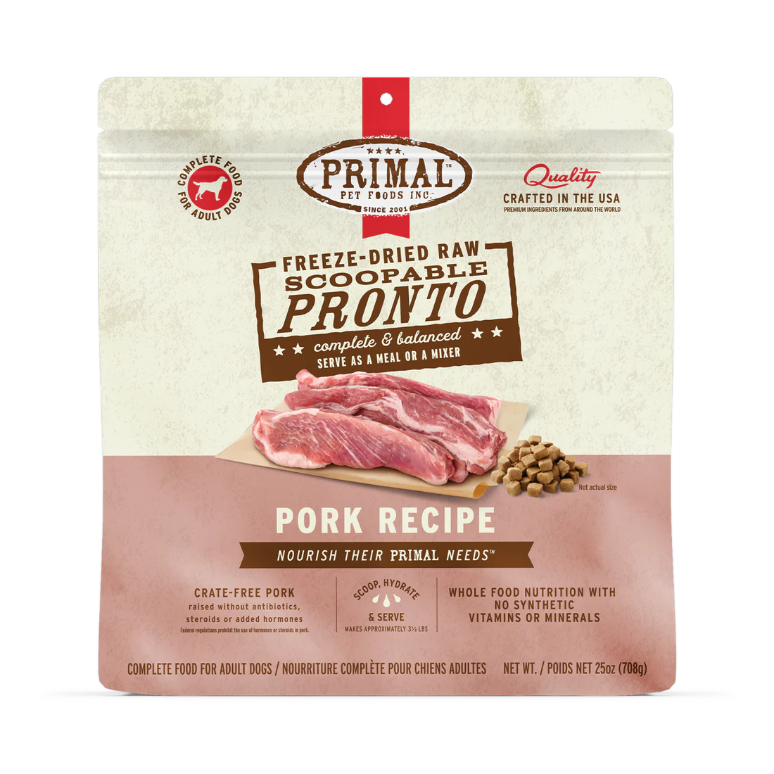 Primal Freeze Dried Pronto Pork Dog Food 7oz-Four Muddy Paws