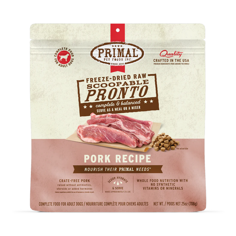 Primal Freeze Dried Pronto Pork Dog Food 7oz-Four Muddy Paws