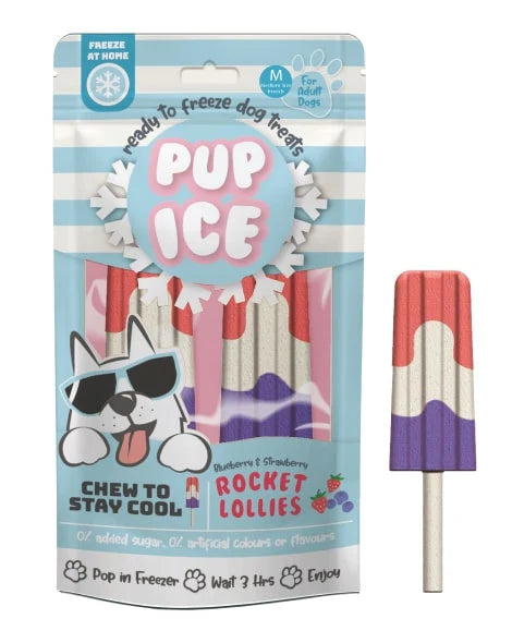 Pup Ice Rocket Lollies Strawberry & Blueberry Treat 2pk-Four Muddy Paws