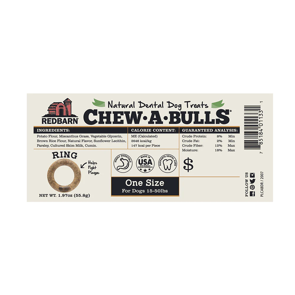 Red Barn Chew-A-Bulls Dental Ring Large-Four Muddy Paws