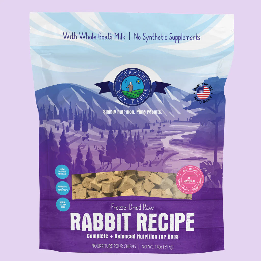 Shepherd Boy Farms Freeze Dried Rabbit Dog Food 14oz-Four Muddy Paws