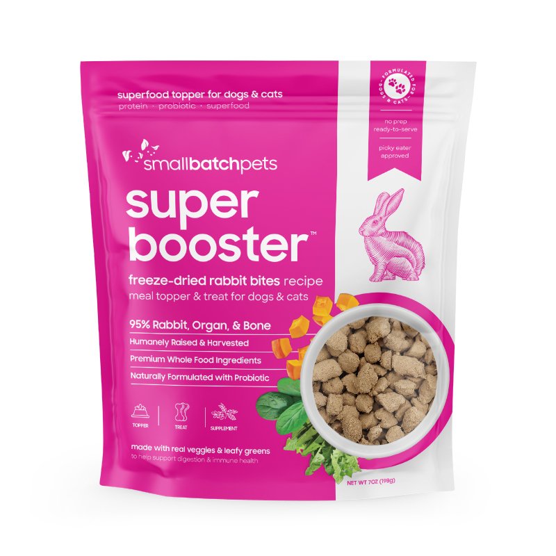 Smallbatch Dog Cat Freeze Dried Super Booster Rabbit 7oz-Four Muddy Paws