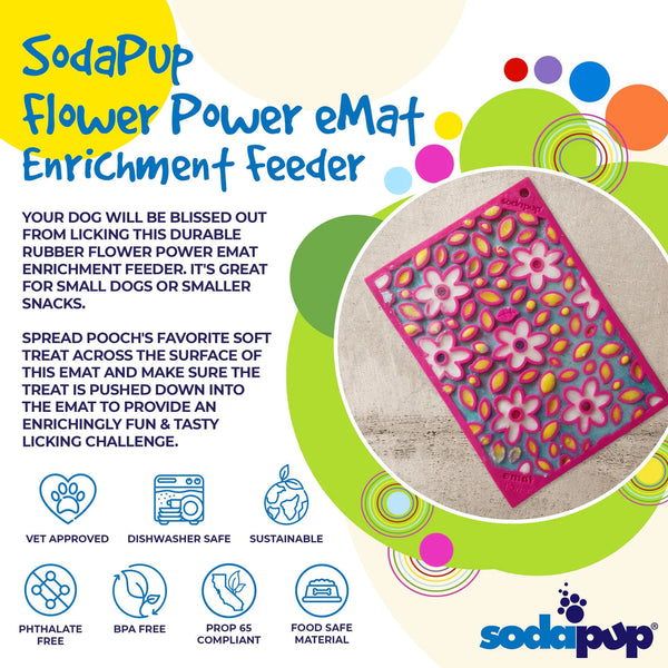SodaPup Emat Flower Power Pink Large-Four Muddy Paws