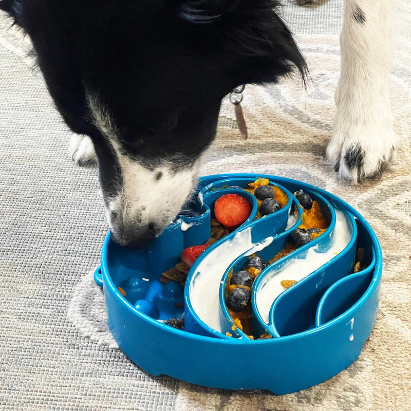 SodaPup Wave Slow Feeder Bowl Blue-Four Muddy Paws