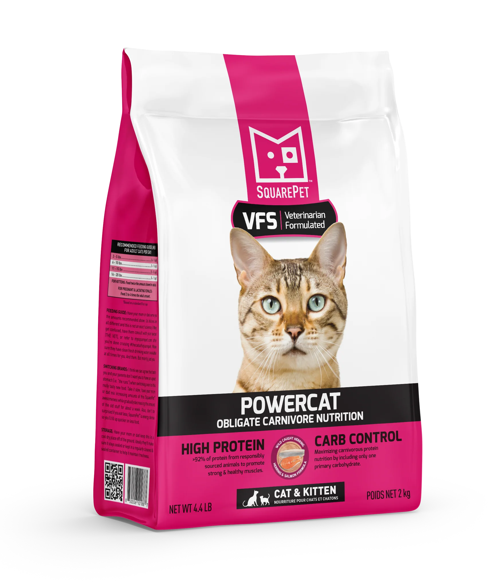 SquarePet PowerCat Herring & Salmon Cat Food 4.4lbs-Four Muddy Paws