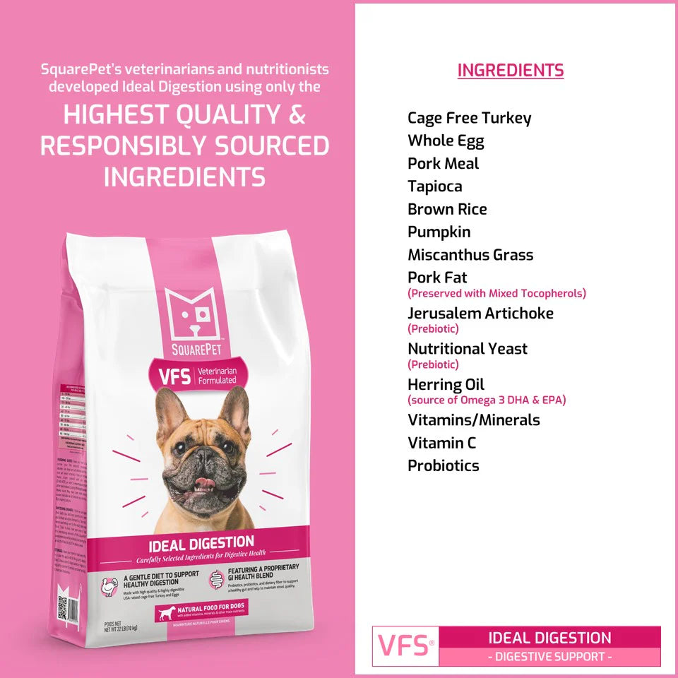 SquarePet VFS Ideal Digestion Formula Dog Food 22lbs-Four Muddy Paws