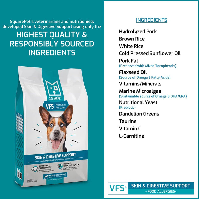 SquarePet VFS Skin & Digestive Support Dog Food 22lbs-Four Muddy Paws