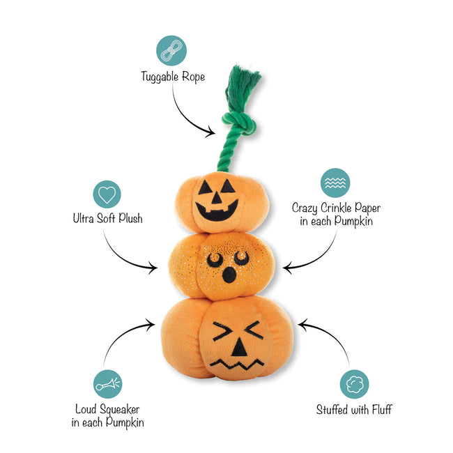 Stack-O-Lantern Plush Dog Toy-Four Muddy Paws