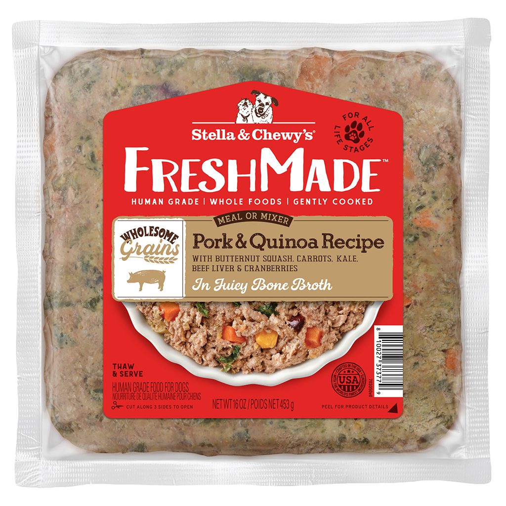 Stella & Chewy's Freshmade Wholesome Grains Pork & Quinoa Gently Cooked Dog Food 16oz-Four Muddy Paws