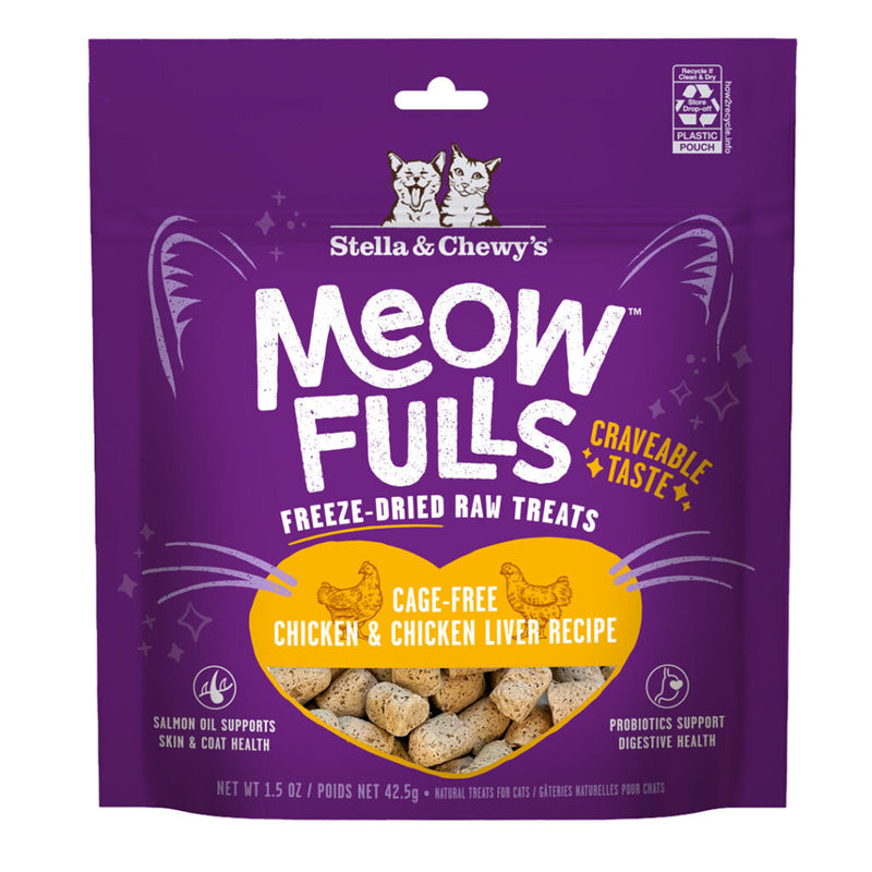 Stella and Chewy's Meowfulls Chicken & Liver Freeze Dried Cat Treat 1.5oz-Four Muddy Paws