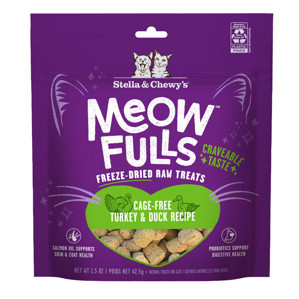 Stella and Chewy's Meowfulls Turkey & Duck Freeze Dried Cat Treat 1.5oz-Four Muddy Paws