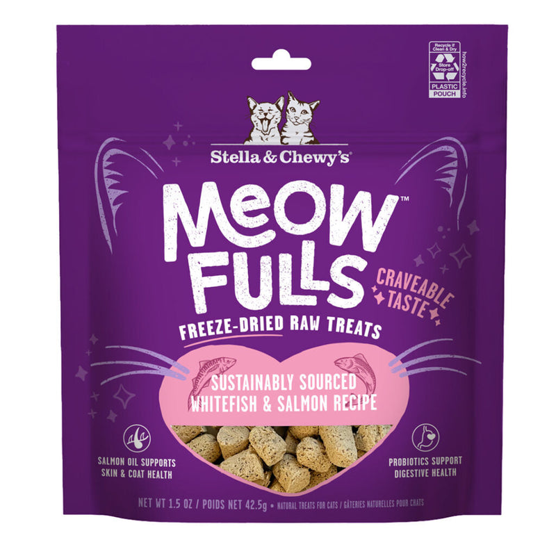 Stella and Chewy's Meowfulls Whitefish & Salmon Freeze Dried Cat Treat 1.5oz-Four Muddy Paws