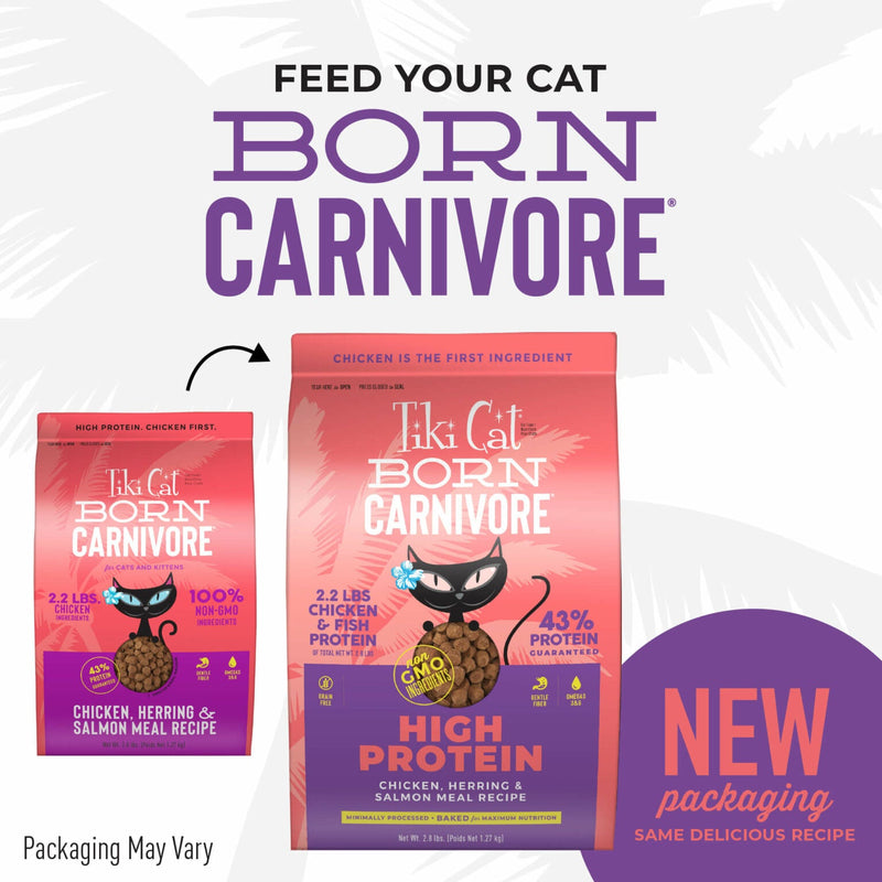 Tiki Cat Born Carnivore High Protein Dry Cat Food Chicken & Fish Luau 2.8lbs-Four Muddy Paws